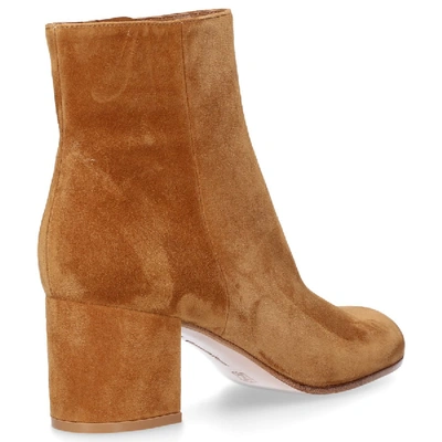 Shop Gianvito Rossi Ankle Boots Margaux Mid Bootie  Suede Beige