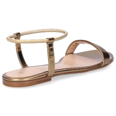 Shop Gianvito Rossi Sandals Jaime 05 Calfskin Gold