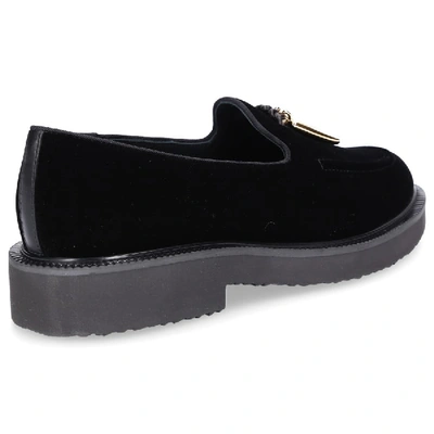 Shop Giuseppe Zanotti Loafers Erika  Velvet Metallic Black