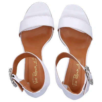 Shop Via Roma 15 Sandals 2798  Nappa Leather Strass White