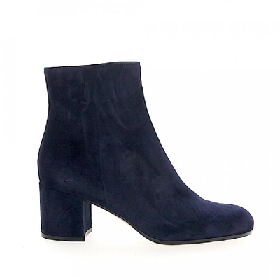 Shop Gianvito Rossi Ankle Boots Margaux Mid Bootie Suede Blue