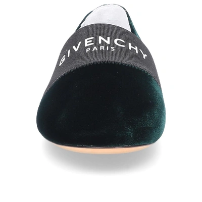 Shop Givenchy Moccasins Bedford Velvet Logo Green