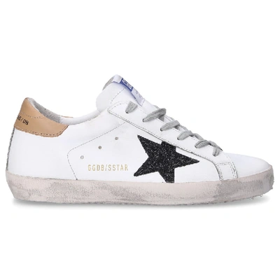 Shop Golden Goose Low-top Sneakers Superstar  Calfskin Logo Beige White In Beige,white