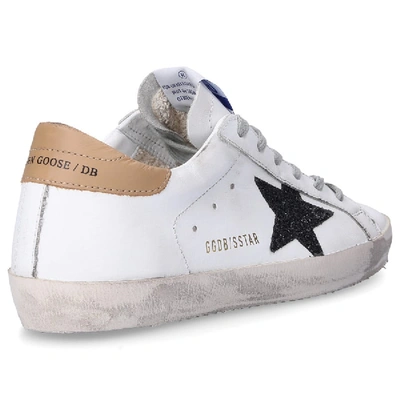 Shop Golden Goose Low-top Sneakers Superstar  Calfskin Logo Beige White In Beige,white