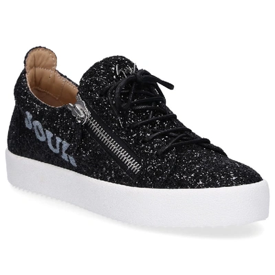 Shop Giuseppe Zanotti Low-top Sneakers Bonjour  Glitter Glitter Black