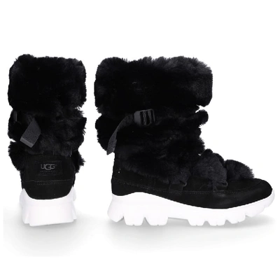 Ugg Ankle Boots Misty Boot Lambskin Decorative Lacing Fur Upper Black |  ModeSens