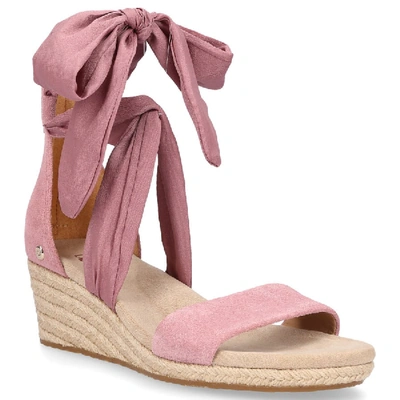 UGG WEDGE SANDALS TRINA  SUEDE TEXTILE ROSE 
