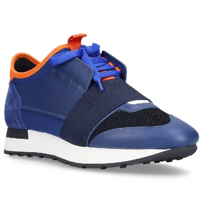 Shop Balenciaga Low-top Sneakers Race Runner  Calfskin Blue Orange