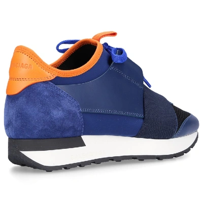 Shop Balenciaga Low-top Sneakers Race Runner  Calfskin Blue Orange