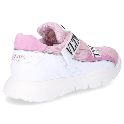 Shop Valentino Sneakers Slip-on Heroes Her  Calfskin Mesh Logo Pale Pink Rose White In Pink,white