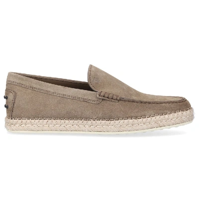 Shop Tod's Espadrilles Mocassino  Suede Logo Beige