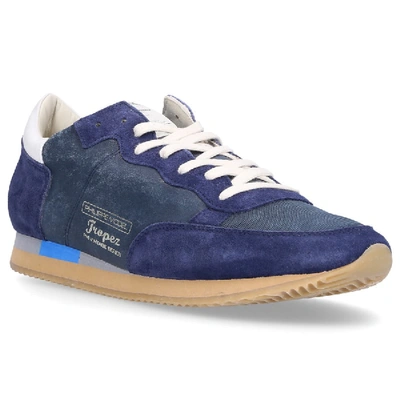 Shop Philippe Model Low-top Sneakers Tropez Vintage  Calfskin Logo Blue-combo