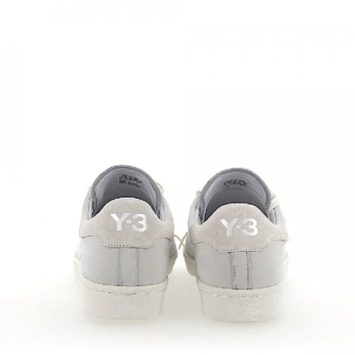 Shop Y-3 Low-top Sneakers Calfskin Gum Suede Logo Print Light Grey White