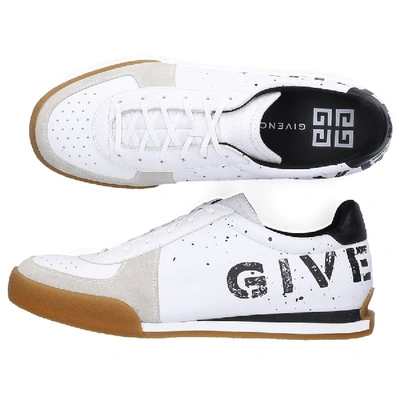 Shop Givenchy Low-top Sneakers Bh0018 Calf-suede Smooth Leather Logo Black White