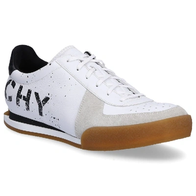 Shop Givenchy Low-top Sneakers Bh0018 Calf-suede Smooth Leather Logo Black White