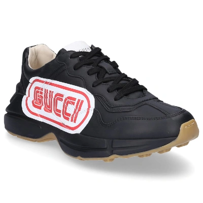 Shop Gucci Low-top Sneakers Rhyton  Calfskin Logo Black