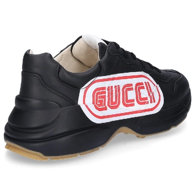 Shop Gucci Low-top Sneakers Rhyton  Calfskin Logo Black