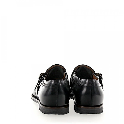 Shop Church's Monk Shoes Shanghai Calfskin Smooth Leather Fringe Hole Pattern Black