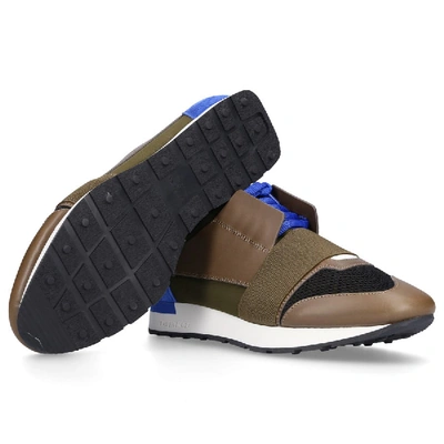 Shop Balenciaga Low-top Sneakers Race Runner In Olive