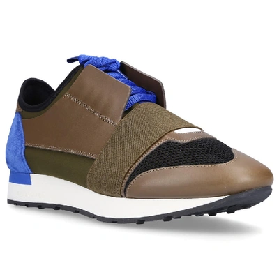 Shop Balenciaga Low-top Sneakers Race Runner In Olive