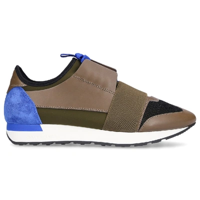 Shop Balenciaga Low-top Sneakers Race Runner In Olive