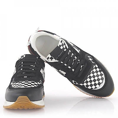 Shop Givenchy Sneaker Runner Active Leather Suede Black White Checkmate-print