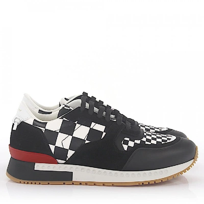 Shop Givenchy Sneaker Runner Active Leather Suede Black White Checkmate-print