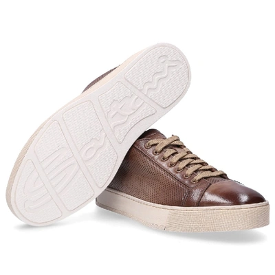 Shop Santoni Low-top Sneakers 21066 Calfskin Perforated Used Taupe In Grey