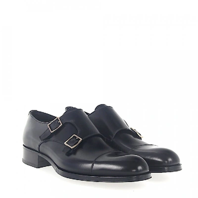 Shop Tom Ford Double-monk Calfskin Black