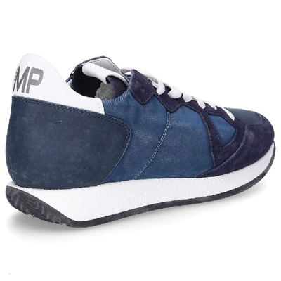 Shop Philippe Model Low-top Sneakers Monaco  Logo Patch Blue-combo