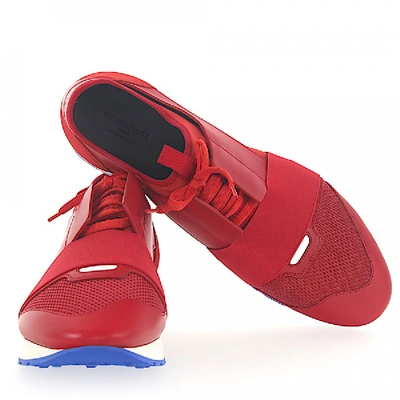 Shop Balenciaga Low-top Sneakers Race Runner  Logo Red