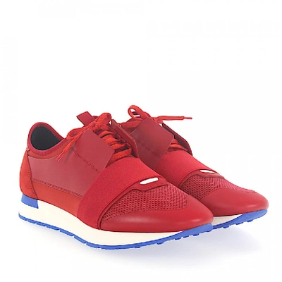 Shop Balenciaga Low-top Sneakers Race Runner  Logo Red