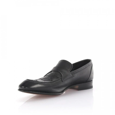 Shop Santoni Slip-on Shoes Calfskin Braiding Black
