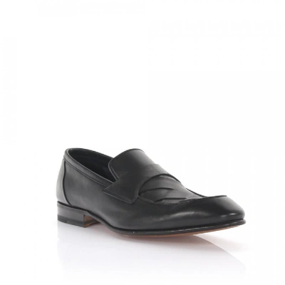 Shop Santoni Slip-on Shoes Calfskin Braiding Black