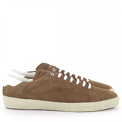 Shop Saint Laurent Leather Sneakers  Sl/06 In Beige