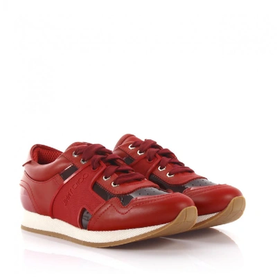 Shop Jimmy Choo Leather Sneakers Boyd Cowskin In Red