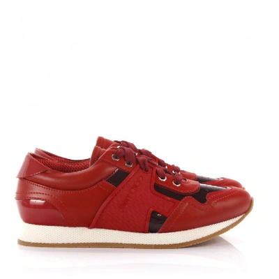 Shop Jimmy Choo Leather Sneakers Boyd Cowskin In Red