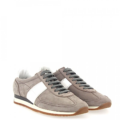 Shop Tom Ford Men Low-top Sneakers Bannister Suede In Grey