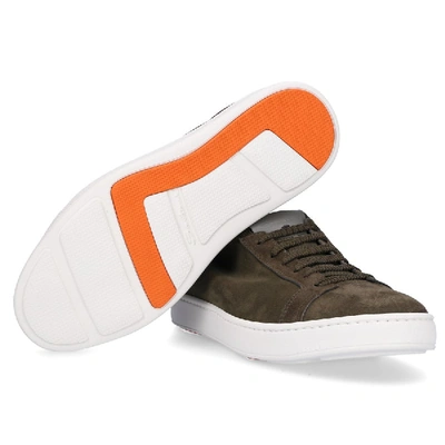 Shop Santoni Low-top Sneakers 21011  Suede Khaki