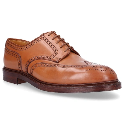 Shop Crockett & Jones Business Shoes Derby Cordovan Leather Hole Pattern Brown