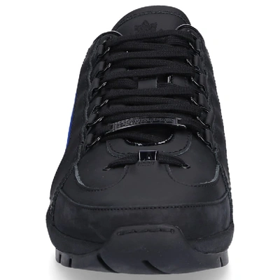 Shop Dsquared2 Low-top Sneakers 551 Fabric Mix Nubuck Hole Pattern Logo Black-combo