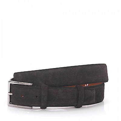 Shop Santoni Men Menâ´s Belt Suede Brown