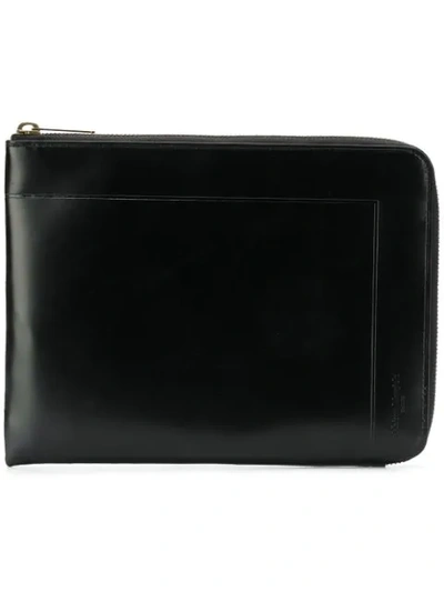 Shop Maison Margiela Logo Zipped Pouch - Black