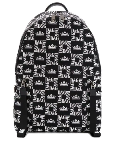 Shop Dolce & Gabbana All-over Logo Backpack In Black
