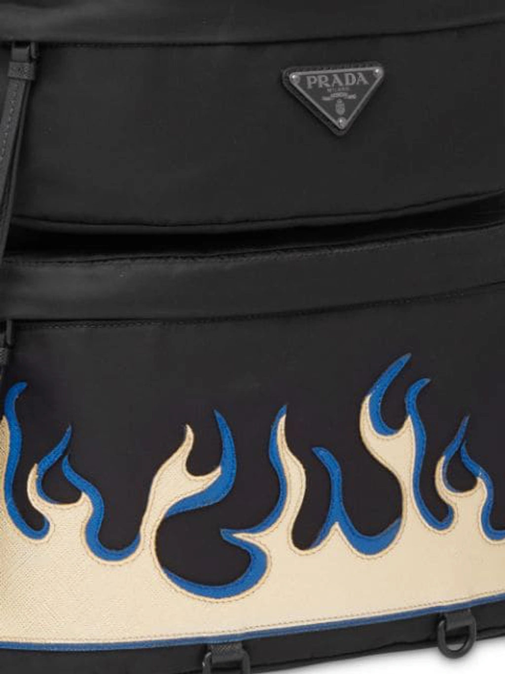 Prada Flame Print Backpack In Black ModeSens