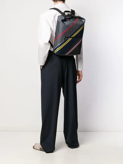 Shop Fendi Logo Striped Backpack In Black