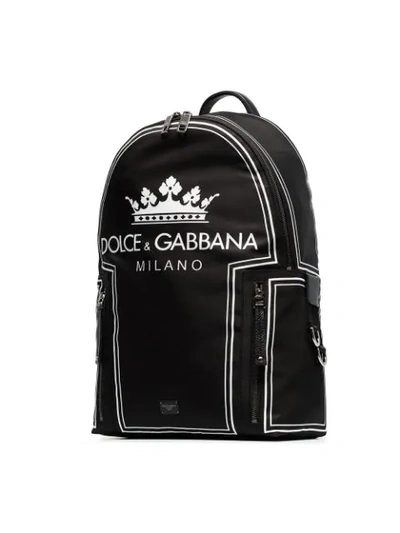 Shop Dolce & Gabbana Black And White Crown Logo Print Backpack