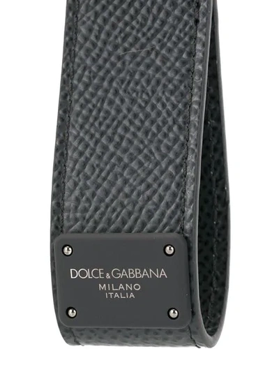 Shop Dolce & Gabbana Logo Tag Keyring In Grey