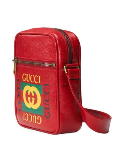 GUCCI LOGO印花邮差包 - 红色