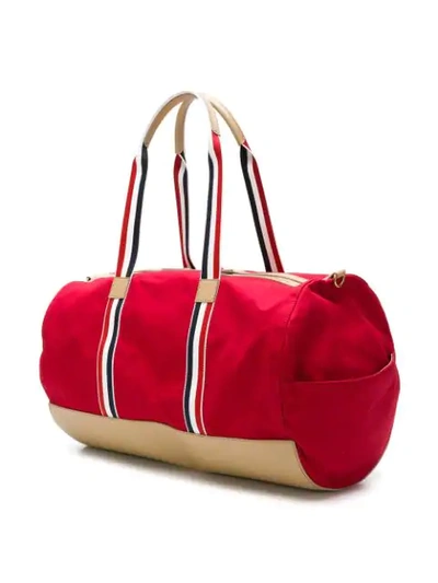 Shop Thom Browne Leather Base Gym Bag In Red